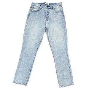 Pistola Women Jeans Size 27 High Rise Straight Button Fly Light Wash Distressed